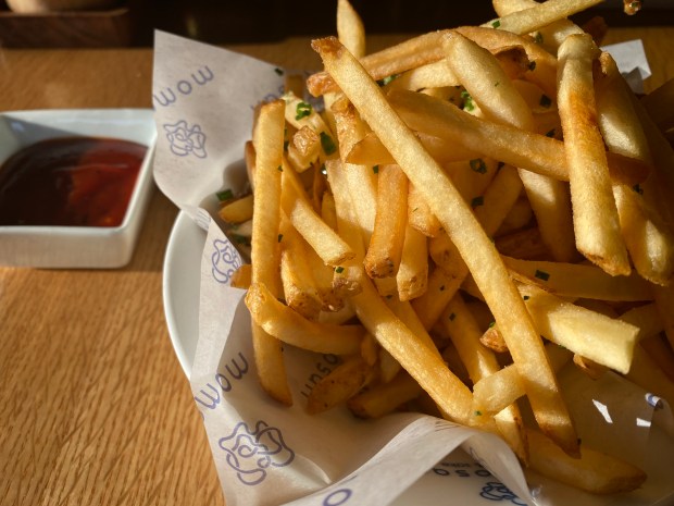 At 'Iron Chef' Masaharu Morimoto's restaurant Momosan at Santana Row, the fries are cooked in duck fat and served with a house-made truffle ketchup. (Linda Zavoral/Bay Area News Group)
