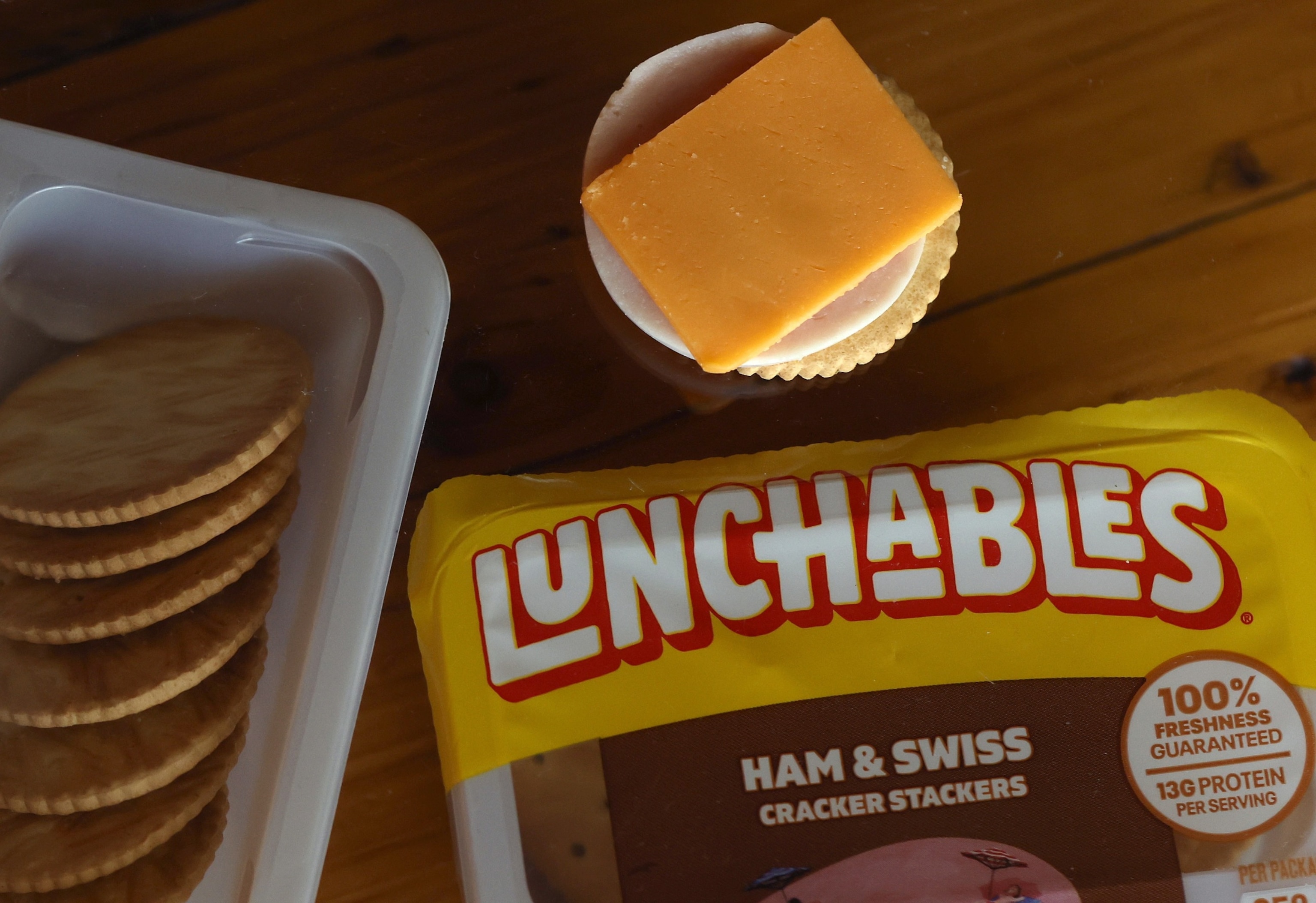 PHOTO: A pack of Lunchables is displayed April 10, 2024 in San Anselmo, Calif.
