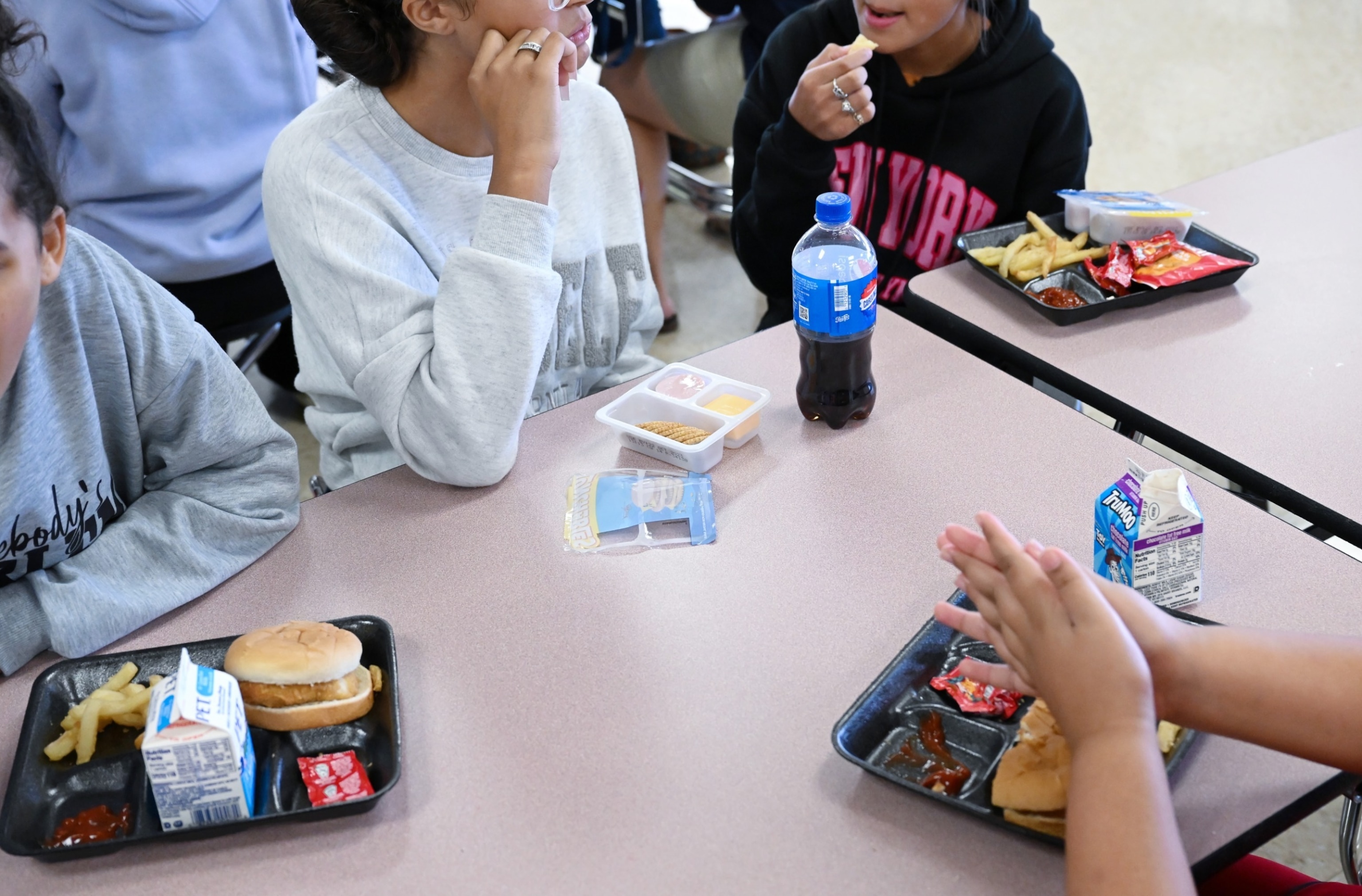 PHOTO: Students eat lunch at Pembroke Middle School Friday Sept. 07, 2023 in Pembroke, NC. The school has been serving Lunchables as a lunch choice for students this school year.