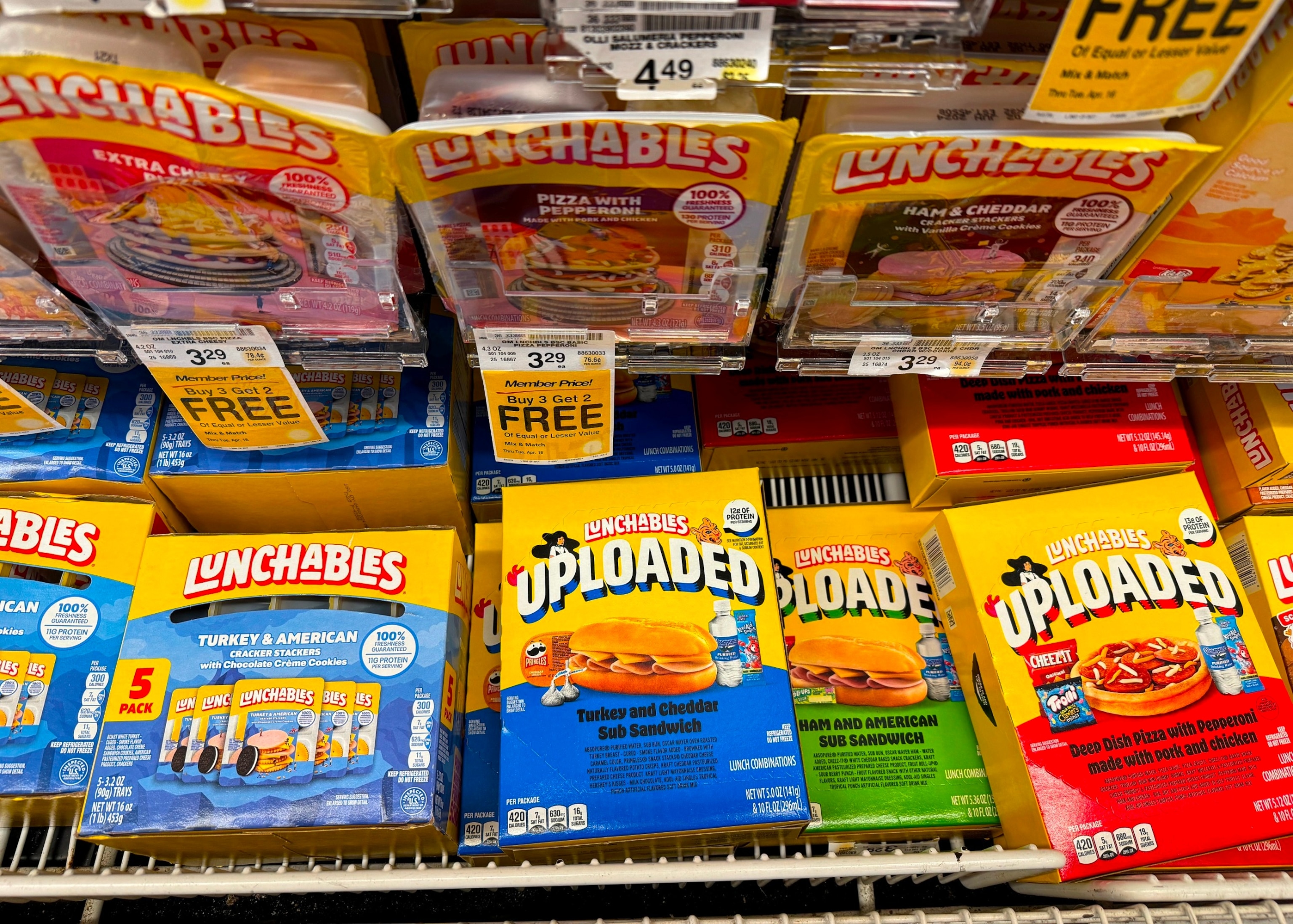 PHOTO: Packages of Lunchables are displayed on a shelf at a Safeway store April 10, 2024 in San Anselmo, Calif.