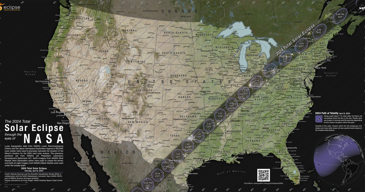 Solar eclipse maps show 2024 totality path, peak times and how much of ...